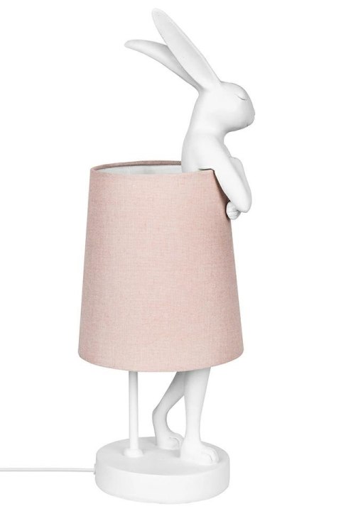 LAMPA STOŁOWA BIURKOWA NOCNA RABBIT polirezyna lakierowana BIAŁA / RÓŻOWY KLOSZ LNIANY kształt króliczka E14 Kare Design KARE LAMPA STOŁOWA BIURKOWA NOCNA RABBIT polirezyna lakierowana BIAŁA / RÓŻOWY KLOSZ LNIANY kształt króliczka E14 Kare Design KARE