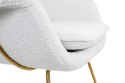 King Home Fotel COZY TEDDY biały z podnóżkiem korpus włókno szklane podstawa stal złoty tapicerka tkanina teddy