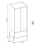 HALMAR MOBIUS SZAFA 2D korpus hikora naturalna fronty - biel alpejska - płyta meblowa okleinowana - system otwierania push-click HALMAR MOBIUS SZAFA 2D korpus hikora naturalna fronty - biel alpejska - płyta meblowa okleinowana - system otwierania push-click