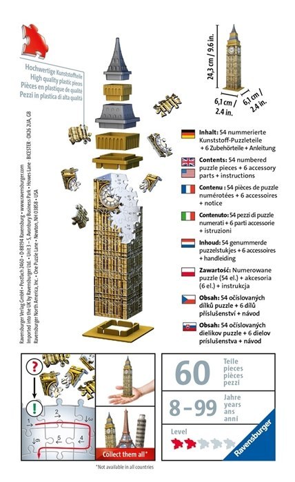 Ravensburger Ravensburger Puzzle 3D Mini Budynki Big Ben 54 el. Ravensburger Ravensburger Puzzle 3D Mini Budynki Big Ben 54 el.