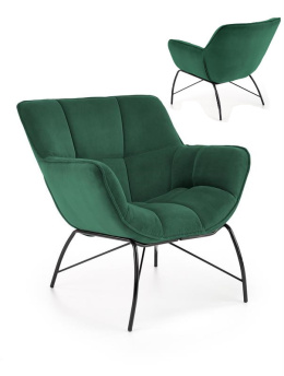 Halmar BELTON fotel wypoczynkowy ciemny zielony materiał: tkanina velvet / stal malowana