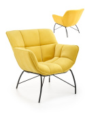 Halmar BELTON fotel wypoczynkowy żółty materiał: tkanina velvet / stal malowana Halmar BELTON fotel wypoczynkowy żółty materiał: tkanina velvet / stal malowana