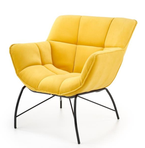 Halmar BELTON fotel wypoczynkowy żółty materiał: tkanina velvet / stal malowana Halmar BELTON fotel wypoczynkowy żółty materiał: tkanina velvet / stal malowana