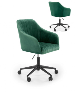Halmar FRESCO fotel obrotowy młodzieżowy do biurka, biura ciemny zielony velvet