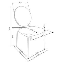 Halmar K363 krzesło do jadalni, tapicerka - popielaty, nogi - złoty materiał: tkanina / stal