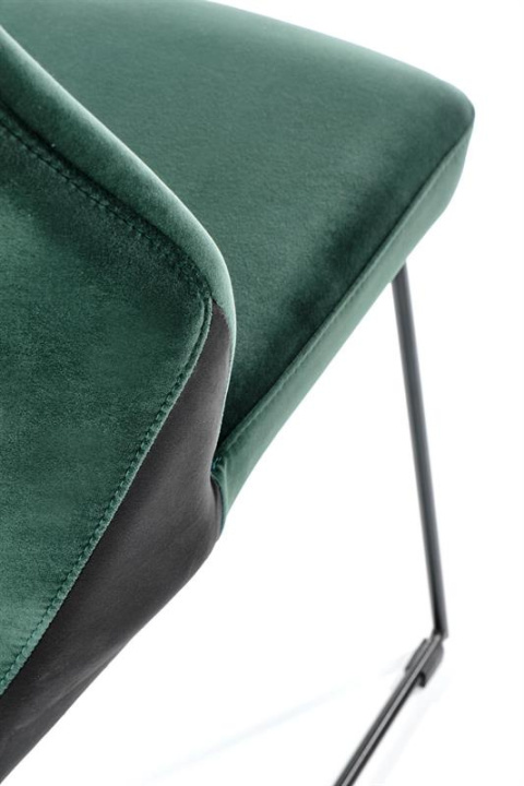 Halmar K485 krzesło do jadalni ciemny zielony - tapicerowane butelkowa zieleń velvet - nogi stal malowana proszkowo Halmar K485 krzesło do jadalni ciemny zielony - tapicerowane butelkowa zieleń velvet - nogi stal malowana proszkowo