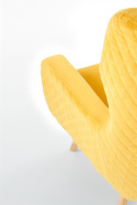 Halmar MARVEL fotel wypoczynkowy uszak żółty / naturalny, materiał: tkanina / drewno lite