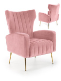 Halmar VARIO fotel wypoczynkowy różowy tkanina velvet / stal chromowana Halmar VARIO fotel wypoczynkowy różowy tkanina velvet / stal chromowana