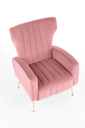 Halmar VARIO fotel wypoczynkowy różowy tkanina velvet / stal chromowana