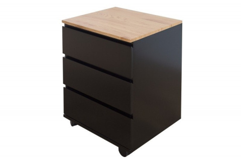 Invicta Interior INVICTA Kontenerek pod biurko BIG DEAL - czarny MDF lakierowany wysoki połysk, dąb fornir na kółkach z blokadą Invicta Interior INVICTA Kontenerek pod biurko BIG DEAL - czarny MDF lakierowany wysoki połysk, dąb fornir na kółkach z blokadą