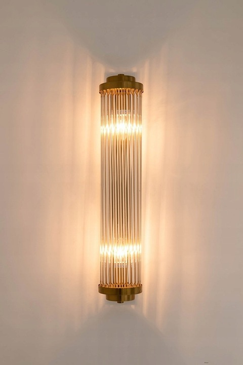 King Home Kinkiet Lampa ścienna COLUMN złoty - stal szczotkowana, klosze szkło do domu restauracji hotelu King Home Kinkiet Lampa ścienna COLUMN złoty - stal szczotkowana, klosze szkło do domu restauracji hotelu