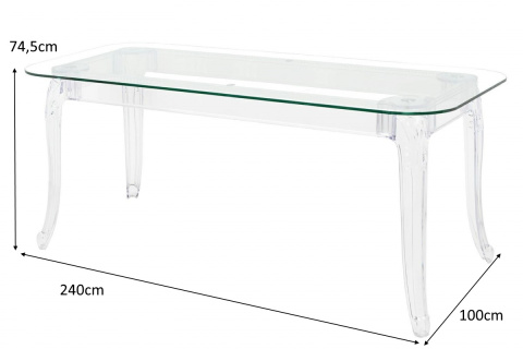 King Home Stół KING 240 prostokątny transparentny - poliwęglan, szkło hartowane 240x100 do jadalni restauracji hartowane King Home Stół KING 240 prostokątny transparentny - poliwęglan, szkło hartowane 240x100 do jadalni restauracji hartowane