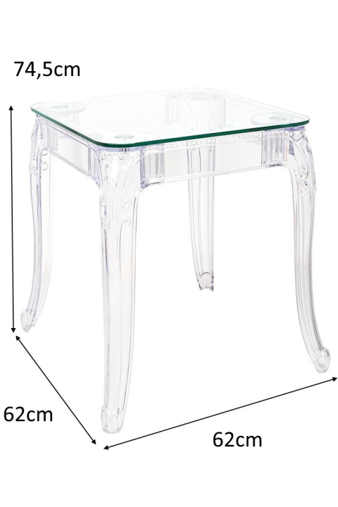 King Home Stół KING 60 kwadratowy transparentny - poliwęglan, szkło hartowane 62x62 do domu i lokalu King Home Stół KING 60 kwadratowy transparentny - poliwęglan, szkło hartowane 62x62 do domu i lokalu