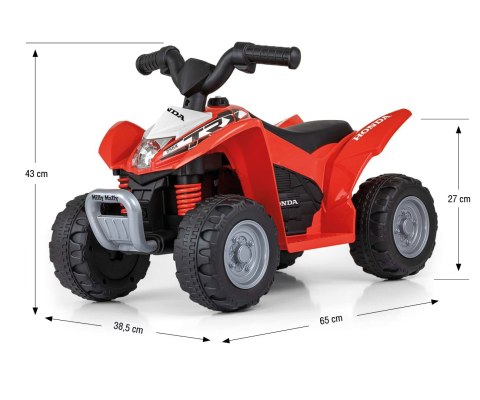 Milly Mally Pojazd na akumulator Quad Jeździk HONDA ATV Red Czerwony na licencji Hondy akumulator w zestawie światła Milly Mally Pojazd na akumulator Quad Jeździk HONDA ATV Red Czerwony na licencji Hondy akumulator w zestawie światła