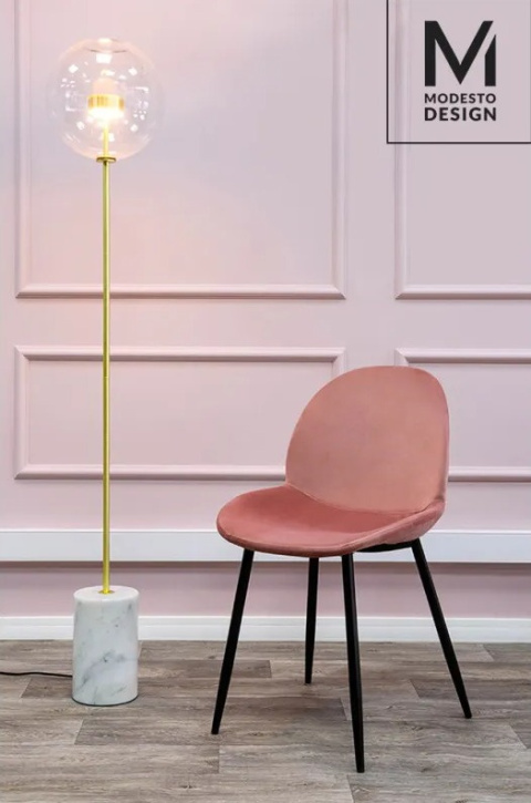 Modesto Design MODESTO krzesło SCOOP pudrowy róż - welur, metal Modesto Design MODESTO krzesło SCOOP pudrowy róż - welur, metal