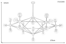 Moosee MOOSEE lampa wisząca ASTRIFERO 21 czarna mat metalowa okrągłe klosze szkło dymione 21xE27