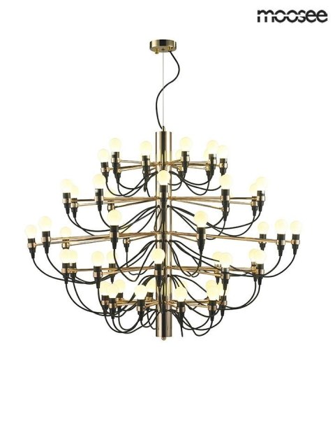Moosee MOOSEE lampa wisząca GINO 100 złota stal oprawki i przewód czarny do wnętrz klasycznych i nowoczesnych Moosee MOOSEE lampa wisząca GINO 100 złota stal oprawki i przewód czarny do wnętrz klasycznych i nowoczesnych
