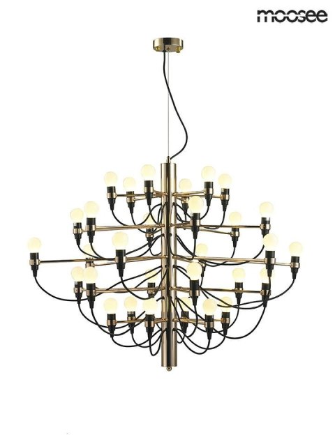 Moosee MOOSEE lampa wisząca GINO 80 złota stal przewód i oprawki czarne 30xE14 Moosee MOOSEE lampa wisząca GINO 80 złota stal przewód i oprawki czarne 30xE14