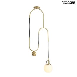 LAMPA WISZĄCA LIFT Moosee MOOSEE ZŁOTA metal klosz szklany MLECZNY kształt kuli 1xE27