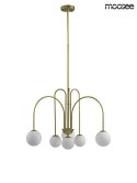 LAMPA WISZĄCA NERI Moosee MOOSEE ZŁOTA metalowa klosze SZKŁO MLECZNE w kształcie kuli 6xG9 LAMPA WISZĄCA NERI Moosee MOOSEE ZŁOTA metalowa klosze SZKŁO MLECZNE w kształcie kuli 6xG9