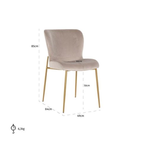 Richmond Interiors RICHMOND krzesło ODESSA KHAKI - welur, podstawa złota Richmond Interiors RICHMOND krzesło ODESSA KHAKI - welur, podstawa złota