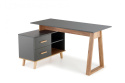 HALMAR biurko SERGIO XL antracyt / dąb wotan - do pracowni, pokoju młodziezowego, narożne z szufladami i dostawką - nowoczesne