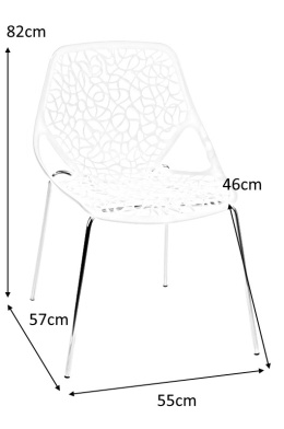 D2.DESIGN Krzesło Cepelia czarne siedzisko tworzywo wzór przypomina winorośl podstawa stal chromowana można sztaplować