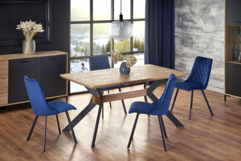 STÓŁ ROZKŁADANY PROSTOKĄTNY BACARDI Halmar 160-220x90 BLAT MDF + OKLEINA NATURALNA DĄB NATURALNY / NOGI STAL MALOWANA CZARNE STÓŁ ROZKŁADANY PROSTOKĄTNY BACARDI Halmar 160-220x90 BLAT MDF + OKLEINA NATURALNA DĄB NATURALNY / NOGI STAL MALOWANA CZARNE