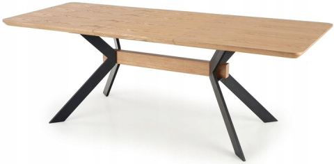 STÓŁ ROZKŁADANY PROSTOKĄTNY BACARDI Halmar 160-220x90 BLAT MDF + OKLEINA NATURALNA DĄB NATURALNY / NOGI STAL MALOWANA CZARNE STÓŁ ROZKŁADANY PROSTOKĄTNY BACARDI Halmar 160-220x90 BLAT MDF + OKLEINA NATURALNA DĄB NATURALNY / NOGI STAL MALOWANA CZARNE