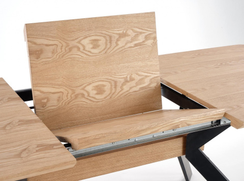 STÓŁ ROZKŁADANY PROSTOKĄTNY BACARDI Halmar 160-220x90 BLAT MDF + OKLEINA NATURALNA DĄB NATURALNY / NOGI STAL MALOWANA CZARNE STÓŁ ROZKŁADANY PROSTOKĄTNY BACARDI Halmar 160-220x90 BLAT MDF + OKLEINA NATURALNA DĄB NATURALNY / NOGI STAL MALOWANA CZARNE