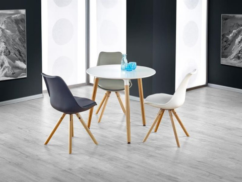 Halmar K201 krzesło białe materiał: drewno lite / tworzywo ABS / eco skóra, kolor: drewno - buk, ABS - biały Halmar K201 krzesło białe materiał: drewno lite / tworzywo ABS / eco skóra, kolor: drewno - buk, ABS - biały