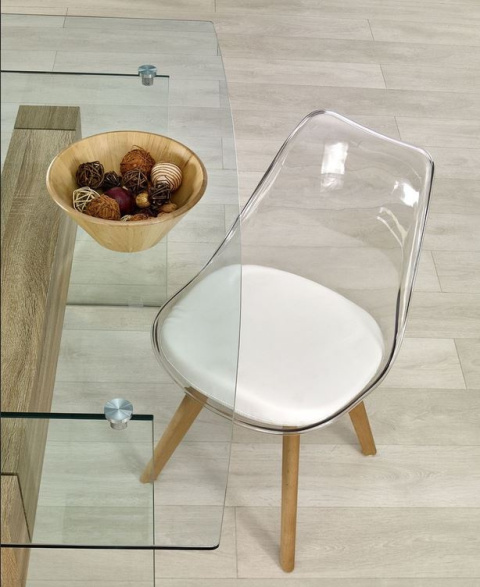 Halmar K245 krzesło bezbarwny / biały materiał: tworzywo / ekoskóra Halmar K245 krzesło bezbarwny / biały materiał: tworzywo / ekoskóra