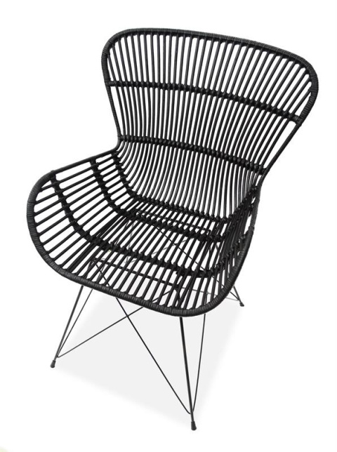 Halmar K335 krzesło do jadalni rattan czarny, materiał: rattan naturalny / metal Halmar K335 krzesło do jadalni rattan czarny, materiał: rattan naturalny / metal