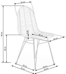 Halmar K337 krzesło do jadalni rattan czarny, materiał: rattan naturalny / metal