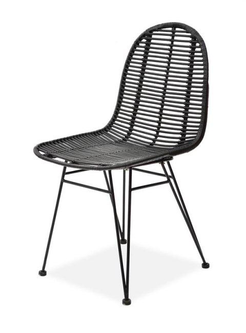 Halmar K337 krzesło do jadalni rattan czarny, materiał: rattan naturalny / metal Halmar K337 krzesło do jadalni rattan czarny, materiał: rattan naturalny / metal