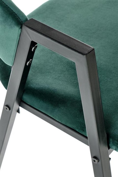 Halmar K473 krzesło do jadalni ciemny zielony, materiał: tkanina - velvet / stal malowana proszkowo czarny Halmar K473 krzesło do jadalni ciemny zielony, materiał: tkanina - velvet / stal malowana proszkowo czarny