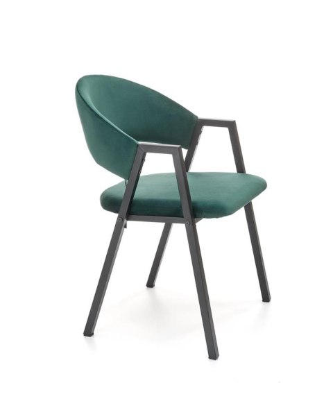 Halmar K473 krzesło do jadalni ciemny zielony, materiał: tkanina - velvet / stal malowana proszkowo czarny Halmar K473 krzesło do jadalni ciemny zielony, materiał: tkanina - velvet / stal malowana proszkowo czarny