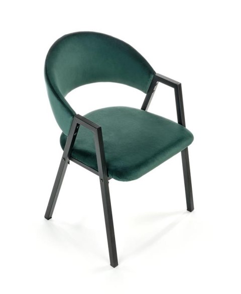 Halmar K473 krzesło do jadalni ciemny zielony, materiał: tkanina - velvet / stal malowana proszkowo czarny Halmar K473 krzesło do jadalni ciemny zielony, materiał: tkanina - velvet / stal malowana proszkowo czarny