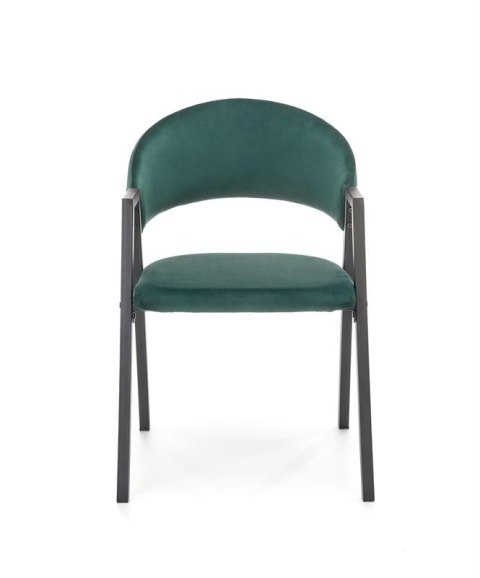 Halmar K473 krzesło do jadalni ciemny zielony, materiał: tkanina - velvet / stal malowana proszkowo czarny Halmar K473 krzesło do jadalni ciemny zielony, materiał: tkanina - velvet / stal malowana proszkowo czarny