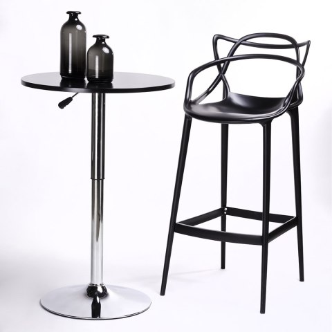 HOKER KRZESŁO BAROWE Z PODŁOKIETNIKAMI HILO PREMIUM 75 cm CZARNE TWORZYWO PP z podnóżkiem DO KUCHNI BARU King Home HOKER KRZESŁO BAROWE Z PODŁOKIETNIKAMI HILO PREMIUM 75 cm CZARNE TWORZYWO PP z podnóżkiem DO KUCHNI BARU King Home