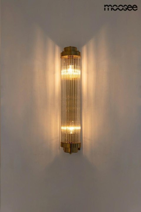 LAMPA ŚCIENNA KINKIET COLUMN 40 ZŁOTA stal szczotkowana SZKŁO BEZBARWNE rozpraszające światło 2xE14 Moosee MOOSEE LAMPA ŚCIENNA KINKIET COLUMN 40 ZŁOTA stal szczotkowana SZKŁO BEZBARWNE rozpraszające światło 2xE14 Moosee MOOSEE