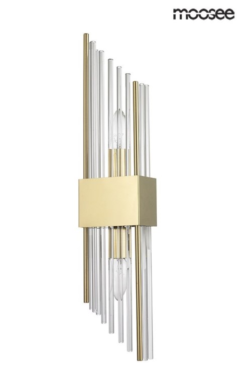 LAMPA ŚCIENNA KINKIET SLANT metal ZŁOTY szkło TRANSPARENTNE 2xE14 Moosee MOOSEE LAMPA ŚCIENNA KINKIET SLANT metal ZŁOTY szkło TRANSPARENTNE 2xE14 Moosee MOOSEE