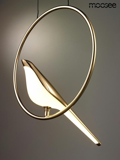 LAMPA WISZĄCA LED BIRD ptak ZŁOTA metal podłużna podsufitka i przewód CZARNY akryl BIAŁY Moosee MOOSEE LAMPA WISZĄCA LED BIRD ptak ZŁOTA metal podłużna podsufitka i przewód CZARNY akryl BIAŁY Moosee MOOSEE