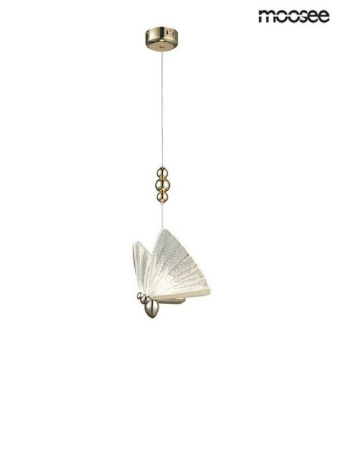 Moosee MOOSEE lampa wisząca LED BUTTERFLY S złota metal skrzydła szkło kryształowe transparentny - motyl Moosee MOOSEE lampa wisząca LED BUTTERFLY S złota metal skrzydła szkło kryształowe transparentny - motyl