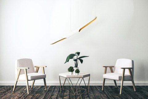 Moosee MOOSEE lampa wisząca CONTEO biała formowane lakierowane aluminium wewnętrzna strona klosza złota 2xE27 Moosee MOOSEE lampa wisząca CONTEO biała formowane lakierowane aluminium wewnętrzna strona klosza złota 2xE27