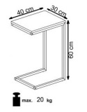 HALMAR ława stolik prostokątna NISA 40x30 blat MDF laminowany - dąb złoty stelaż stal malowana proszkowo - czarny