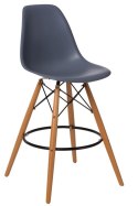 D2.DESIGN Hoker Krzesło barowe P016W PP dark grey ciemny szary tworzywo PP podstawa drewniana