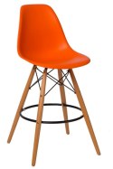 D2.DESIGN Hoker Krzesło barowe P016W PP pomarańczowe tworzywo PP podstawa drewniana D2.DESIGN Hoker Krzesło barowe P016W PP pomarańczowe tworzywo PP podstawa drewniana