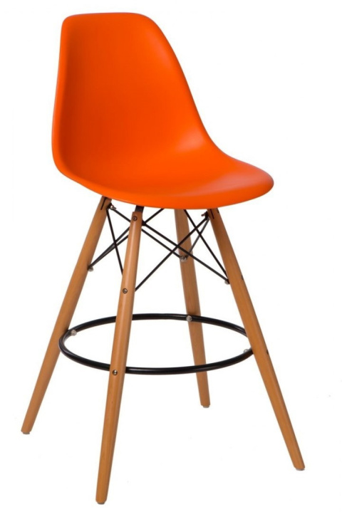 D2.DESIGN Hoker Krzesło barowe P016W PP pomarańczowe tworzywo PP podstawa drewniana D2.DESIGN Hoker Krzesło barowe P016W PP pomarańczowe tworzywo PP podstawa drewniana