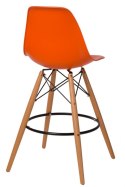 D2.DESIGN Hoker Krzesło barowe P016W PP pomarańczowe tworzywo PP podstawa drewniana